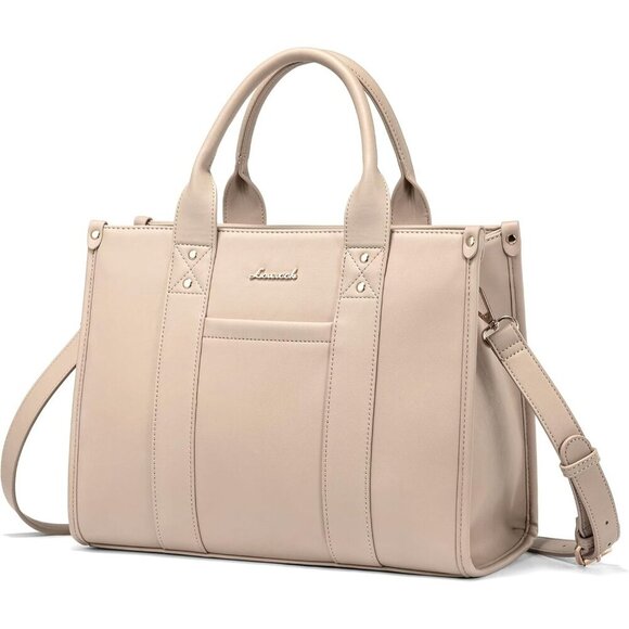 Handbags - Women Beige Almond Imported Faux Leather Shoulder Crossbody Top Handle Bag